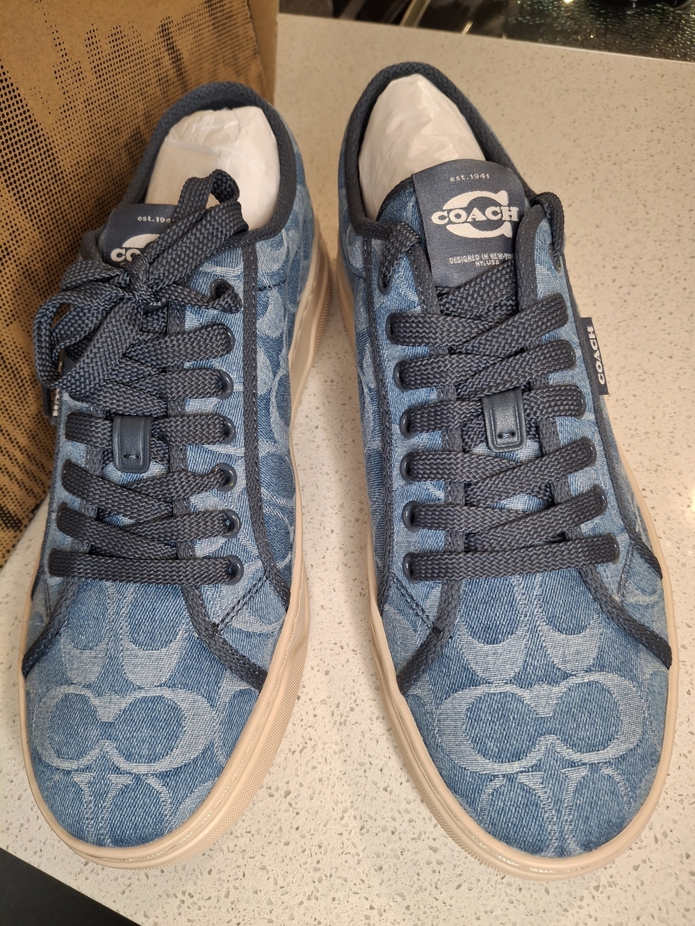 COACH Blue Denim Signature Low-Top Sneakers